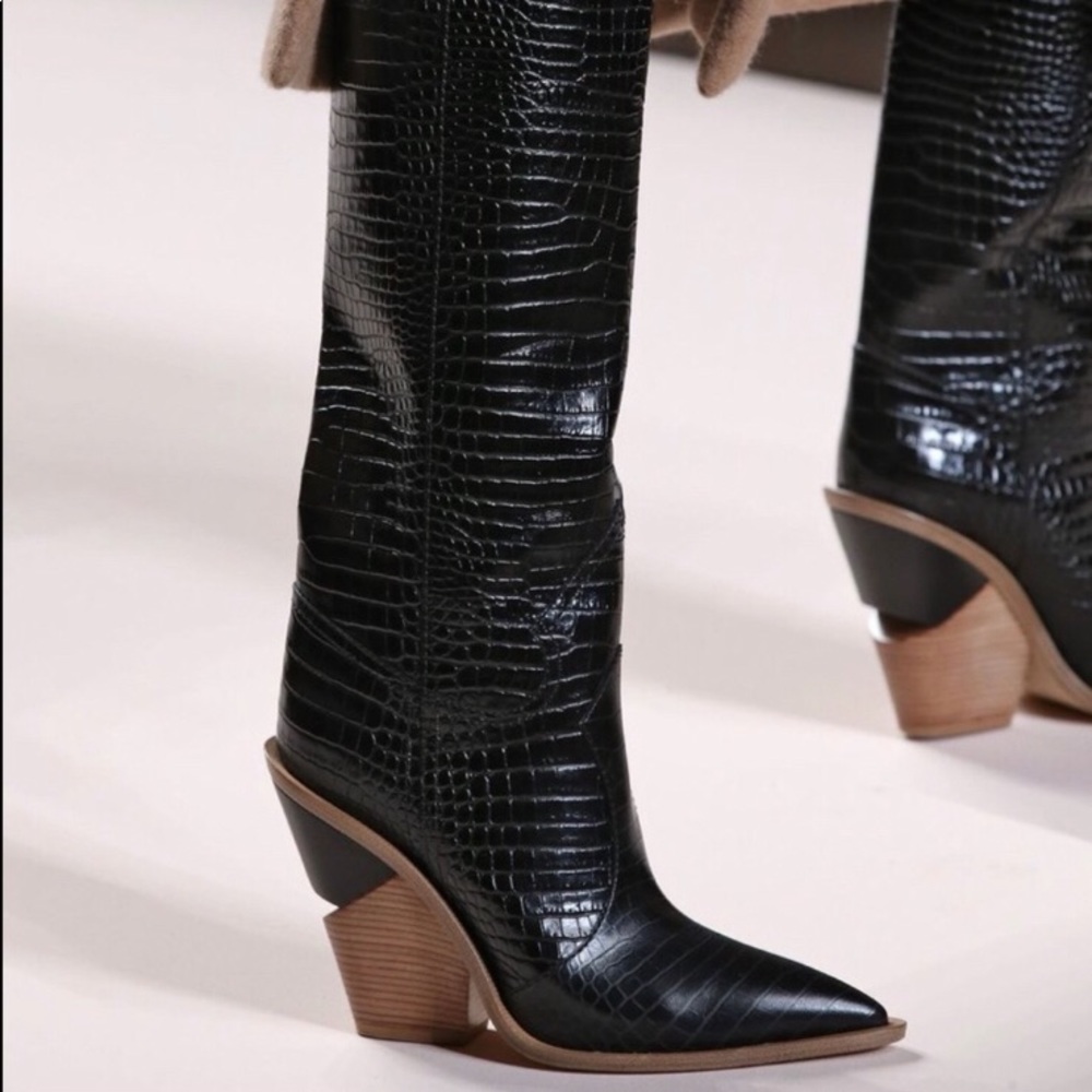 Fendi Crocodile Stamped Western Boot